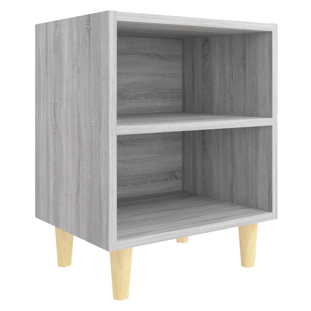 Nachttische mit Massivholz-Beinen 2 Stk. Grau Sonoma 40x30x50cm