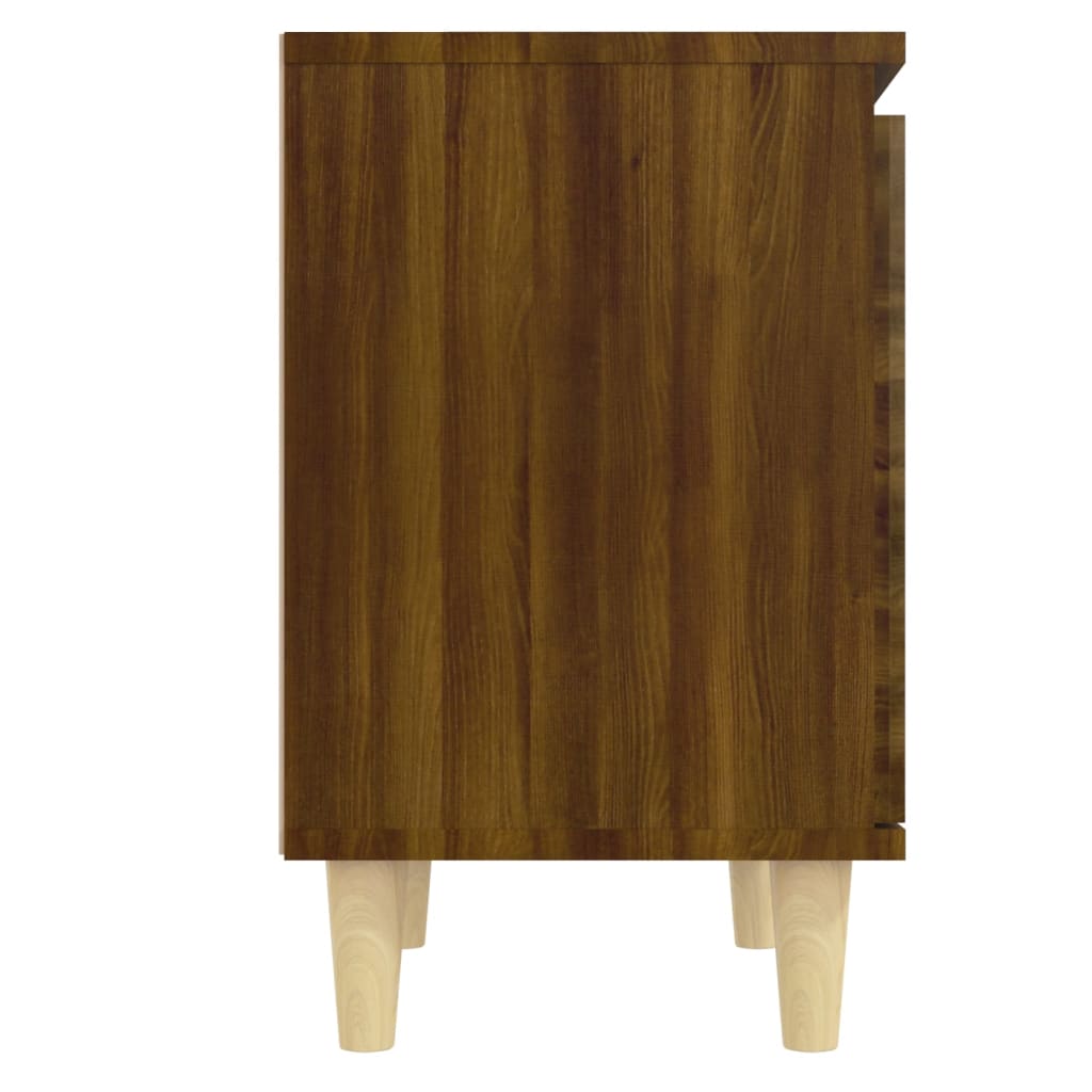 Nachttisch mit Massivholz-Beinen Braun Eichen-Optik 40x30x50cm