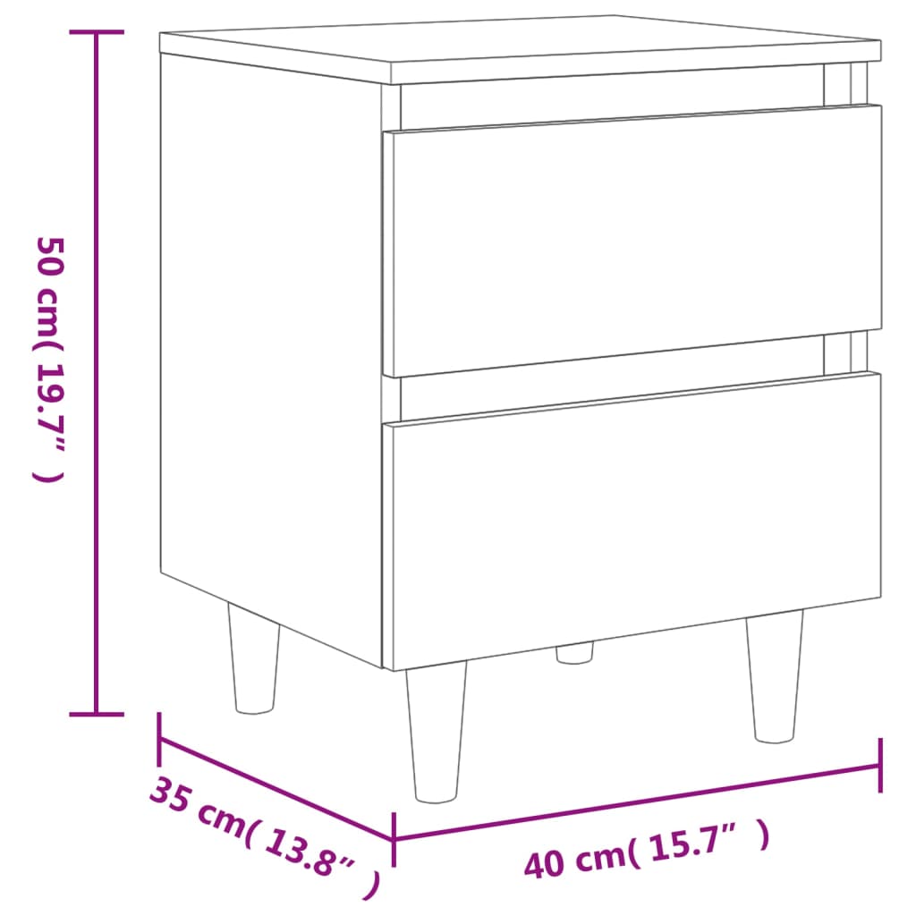 Nachttische 2 Stk. Massivholz-Beinen Räuchereiche 40x35x50 cm