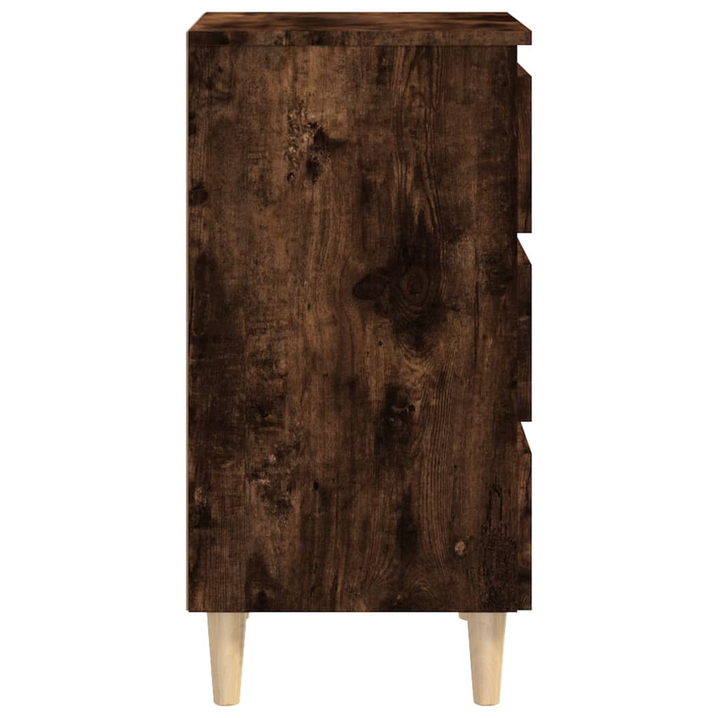 Nachttische 2 Stk. Massivholz-Beine Räuchereiche 40x35x69 cm