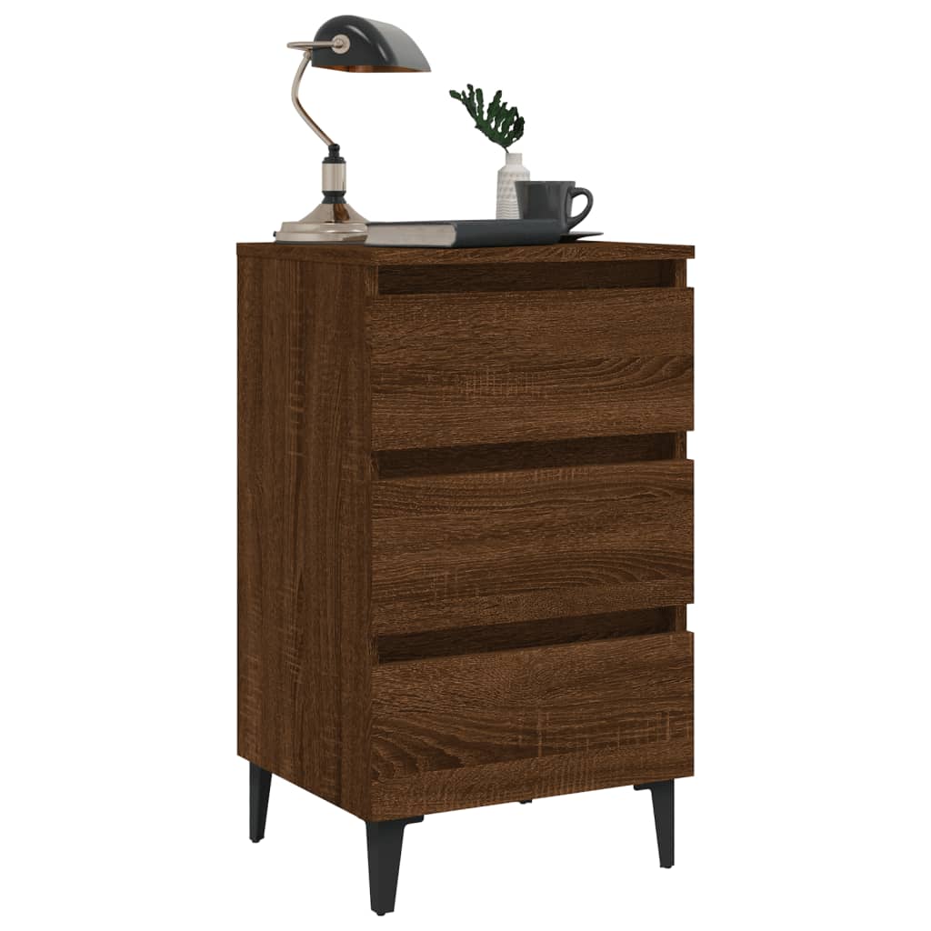 Nachttische 2 Stk. Metallbeinen Braun Eichen-Optik 40x35x69 cm