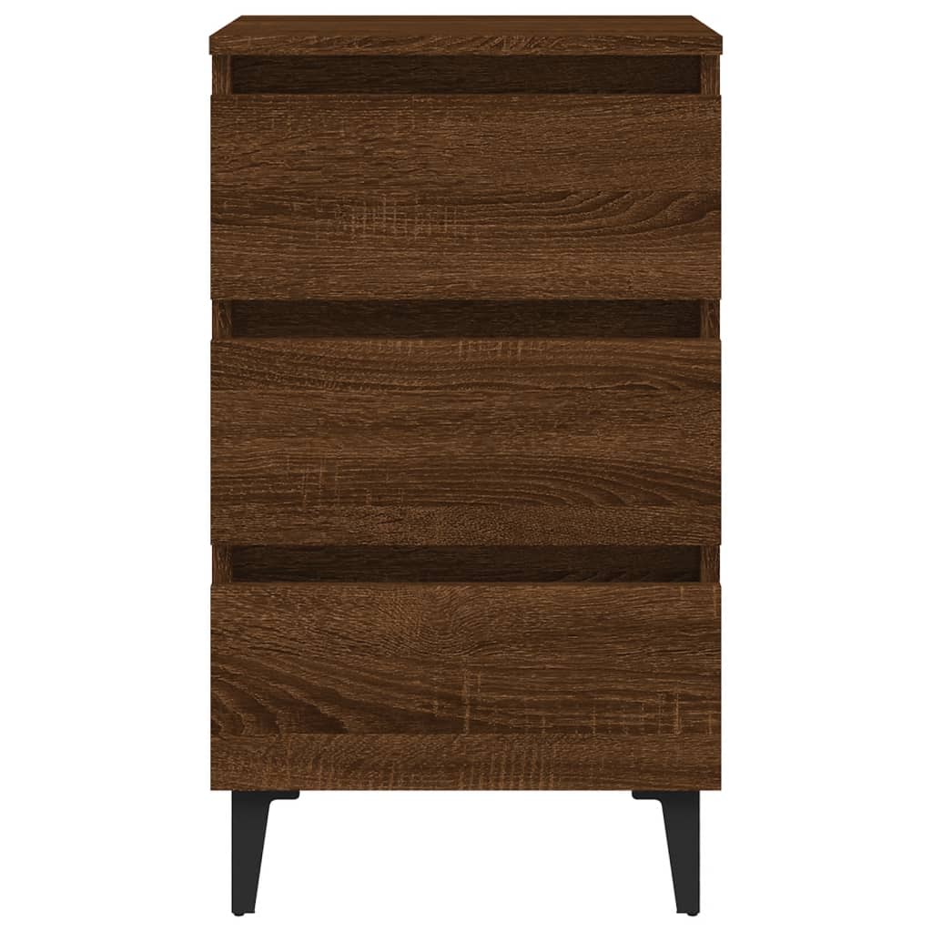 Nachttische 2 Stk. Metallbeinen Braun Eichen-Optik 40x35x69 cm