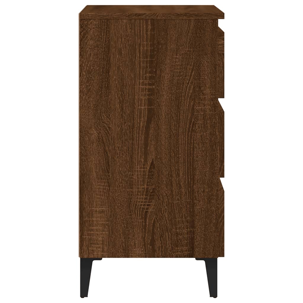 Nachttische 2 Stk. Metallbeinen Braun Eichen-Optik 40x35x69 cm