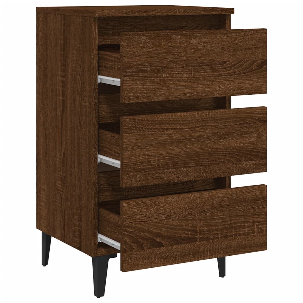 Nachttische 2 Stk. Metallbeinen Braun Eichen-Optik 40x35x69 cm
