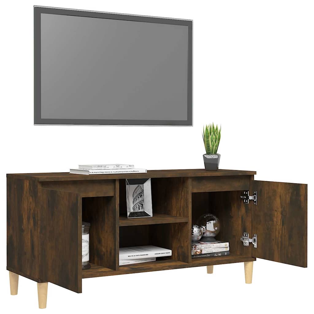 TV-Schrank mit Massivholz-Beinen Räuchereiche 103,5x35x50 cm