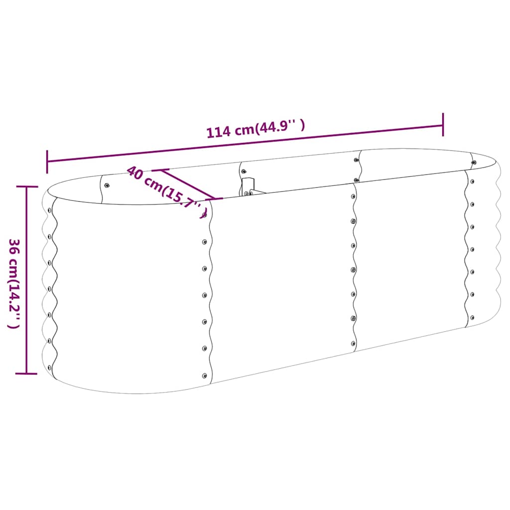 Hochbeet Verzinkter Stahl 114x40x36 cm Grau