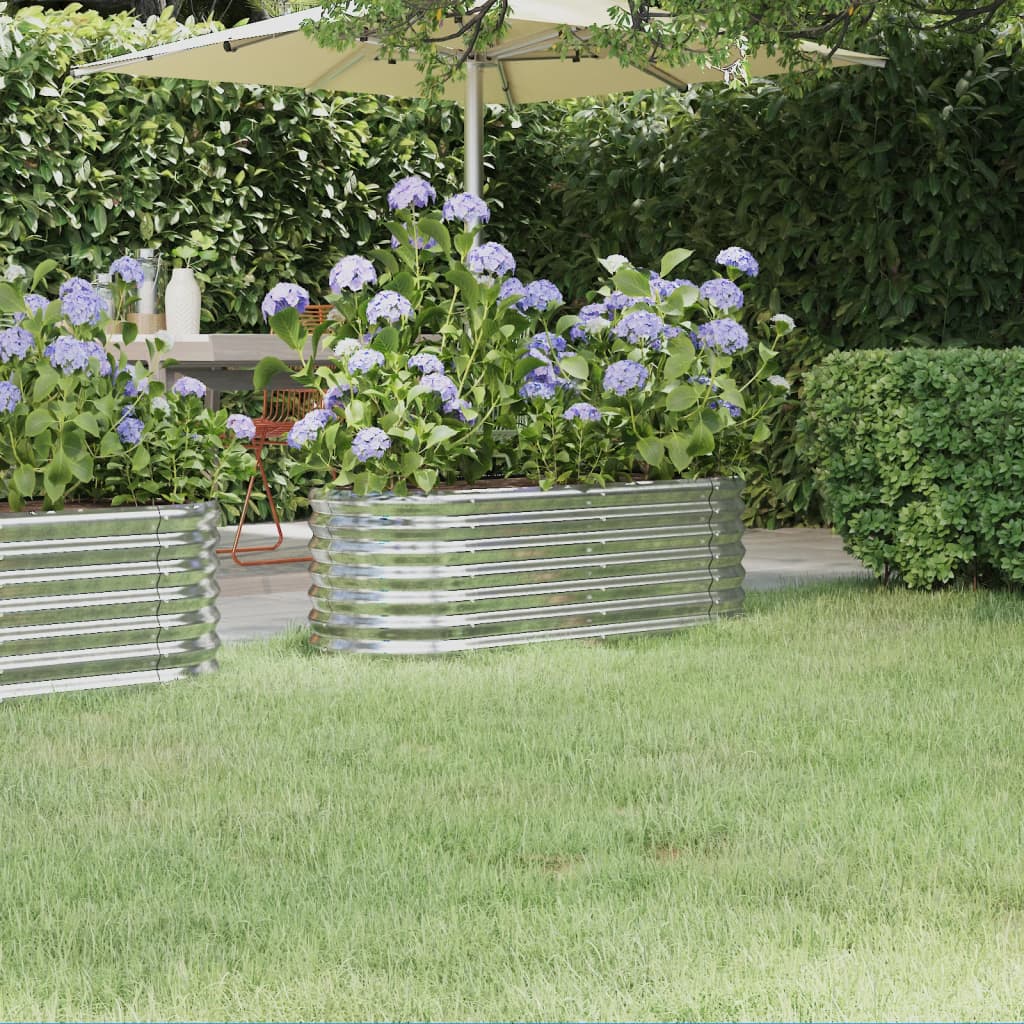 Hochbeet Verzinkter Stahl 114x40x36 cm Silbern