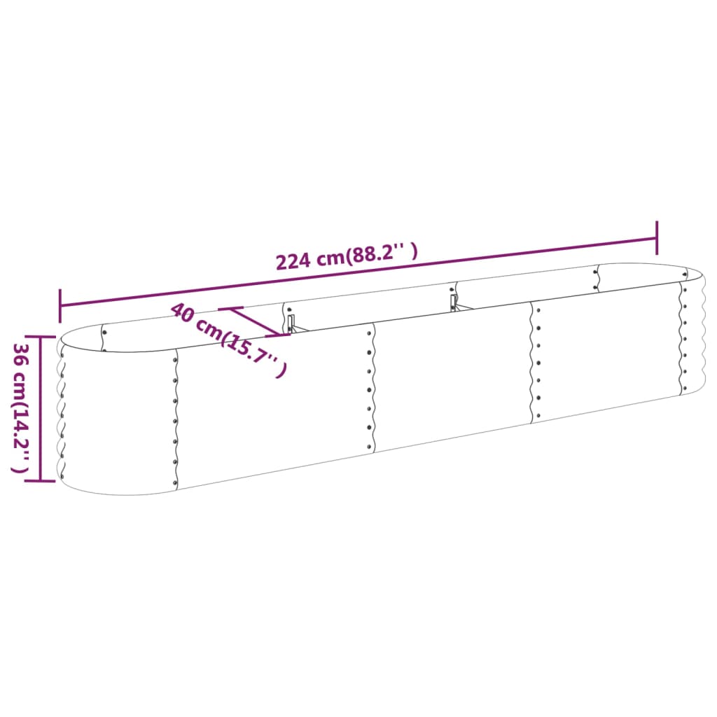 Hochbeet Verzinkter Stahl 224x40x36 cm Grau