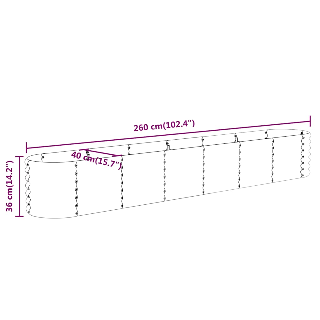 Hochbeet Verzinkter Stahl 260x40x36 cm Anthrazit
