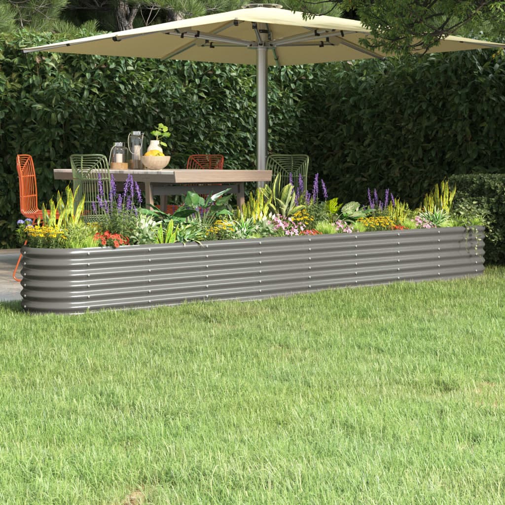 Hochbeet Verzinkter Stahl 332x40x36 cm Grau