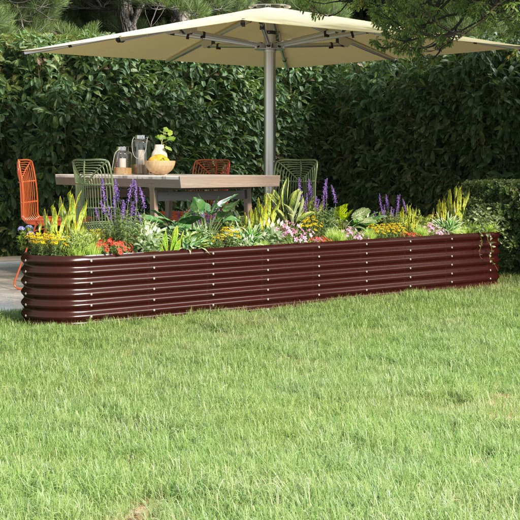 Hochbeet Verzinkter Stahl 332x40x36 cm Braun