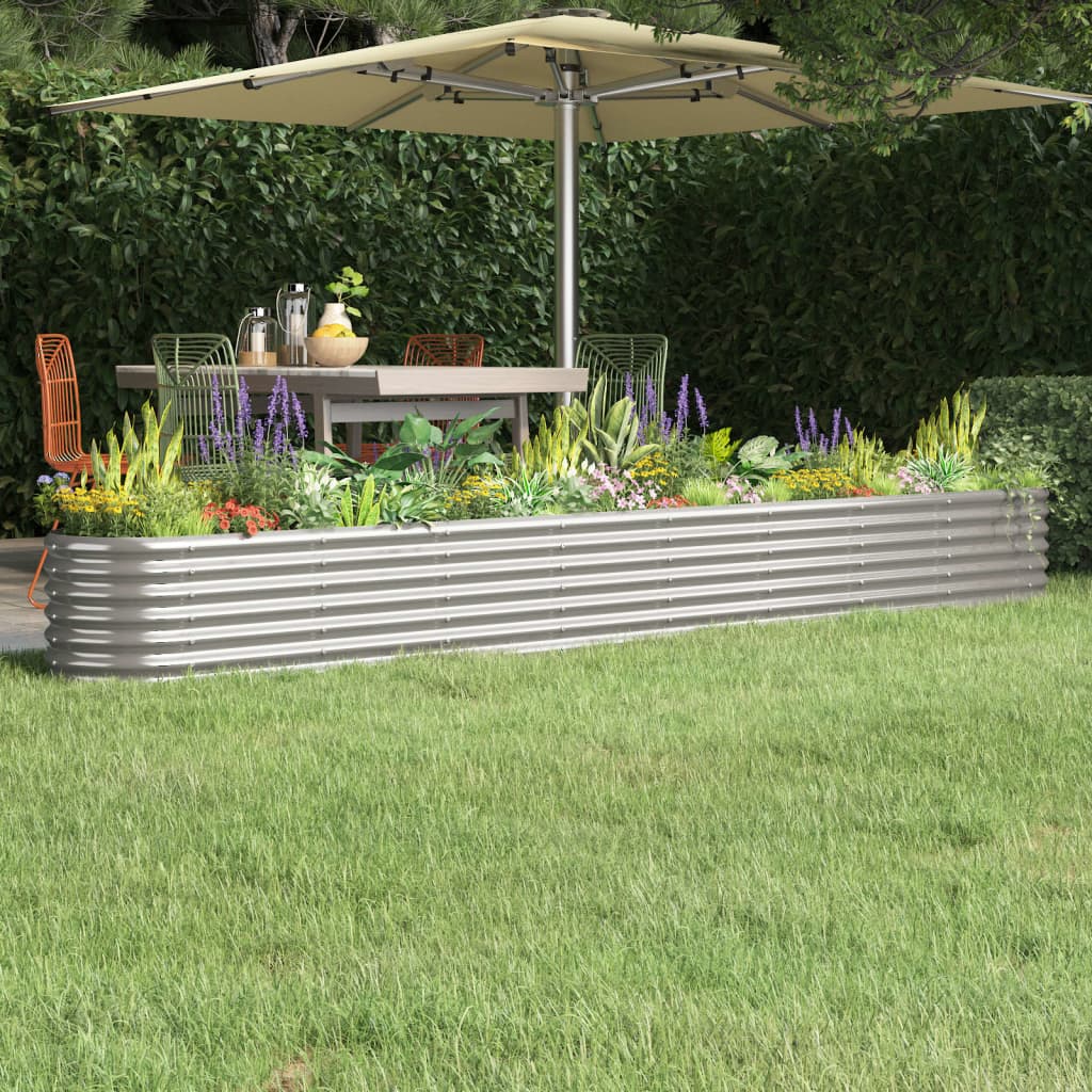 Hochbeet Verzinkter Stahl 332x40x36 cm Silbern