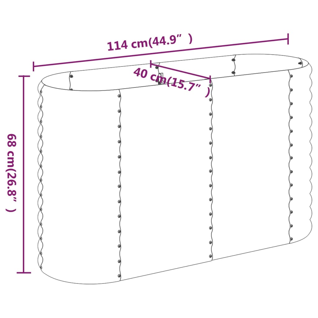 Hochbeet Verzinkter Stahl 114x40x68 cm Braun