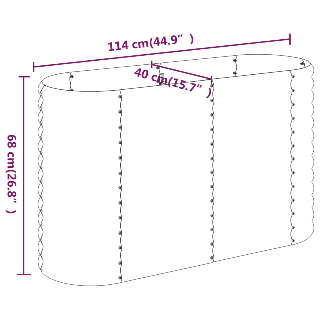 Hochbeet Verzinkter Stahl 114x40x68 cm Silbern