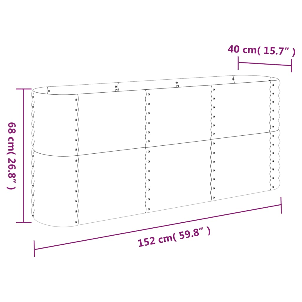 Hochbeet Verzinkter Stahl 152x40x68 cm Grau