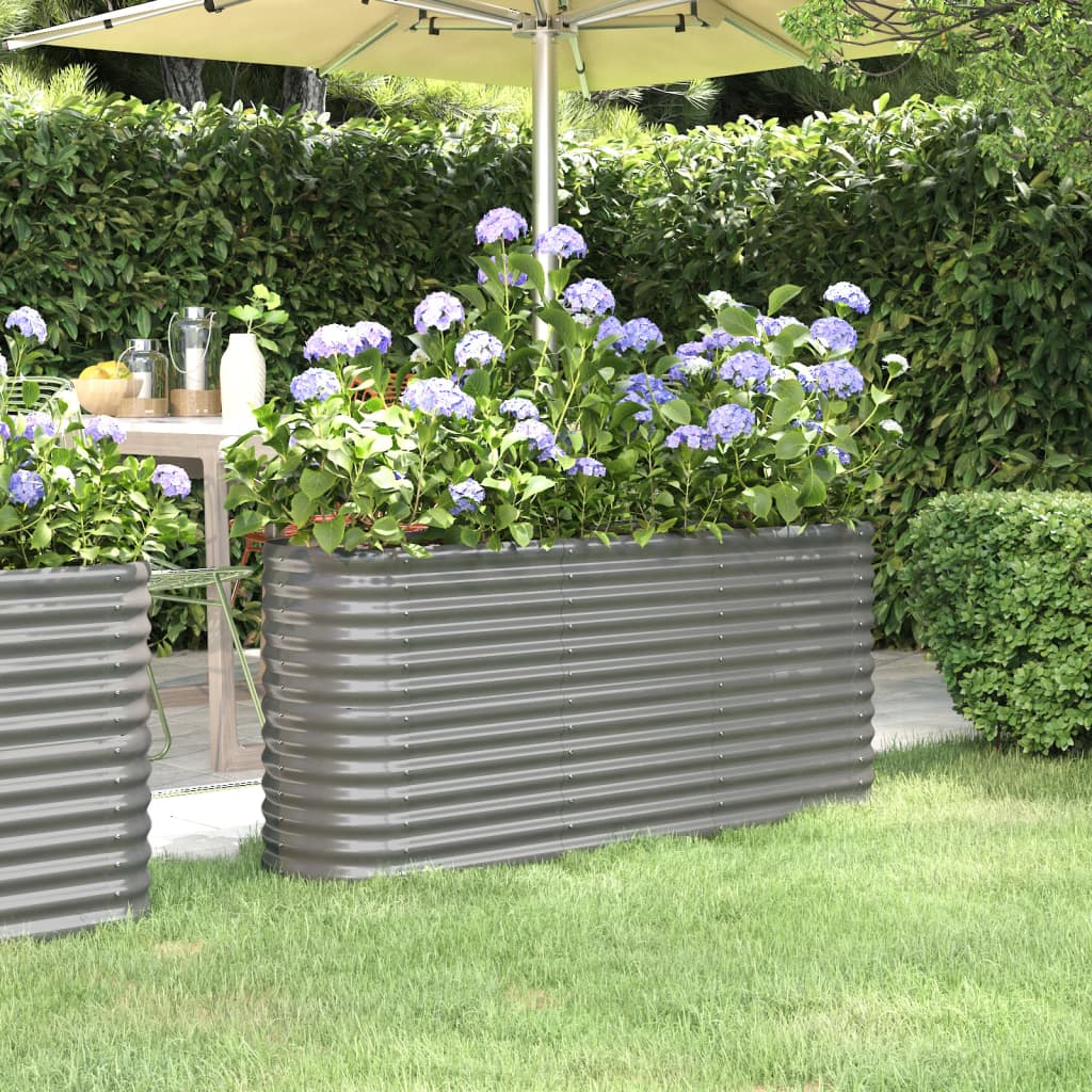 Hochbeet Verzinkter Stahl 152x40x68 cm Grau
