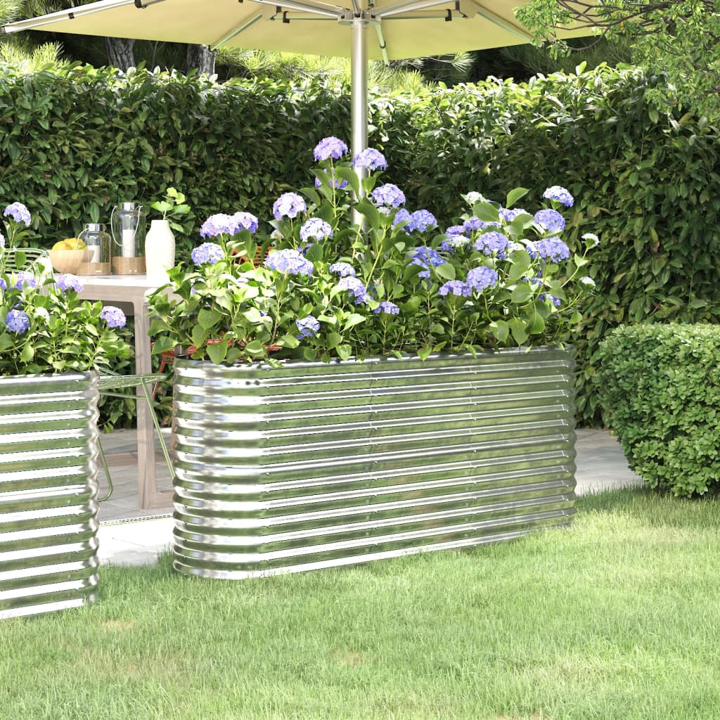 Hochbeet Verzinkter Stahl 152x40x68 cm Silbern