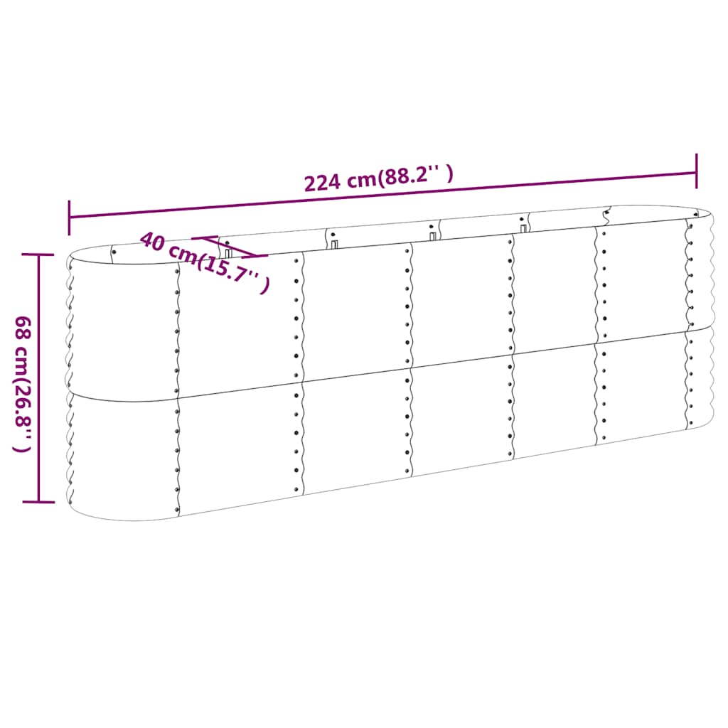 Hochbeet Verzinkter Stahl 224x40x68 cm Braun