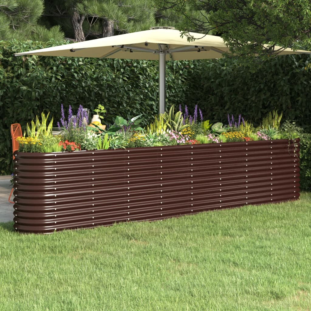 Hochbeet Verzinkter Stahl 332x40x68 cm Braun