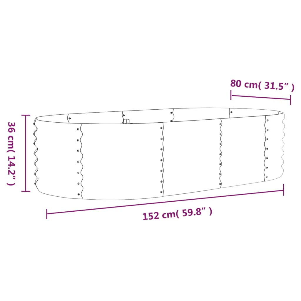 Hochbeet Verzinkter Stahl 152x80x36 cm Braun