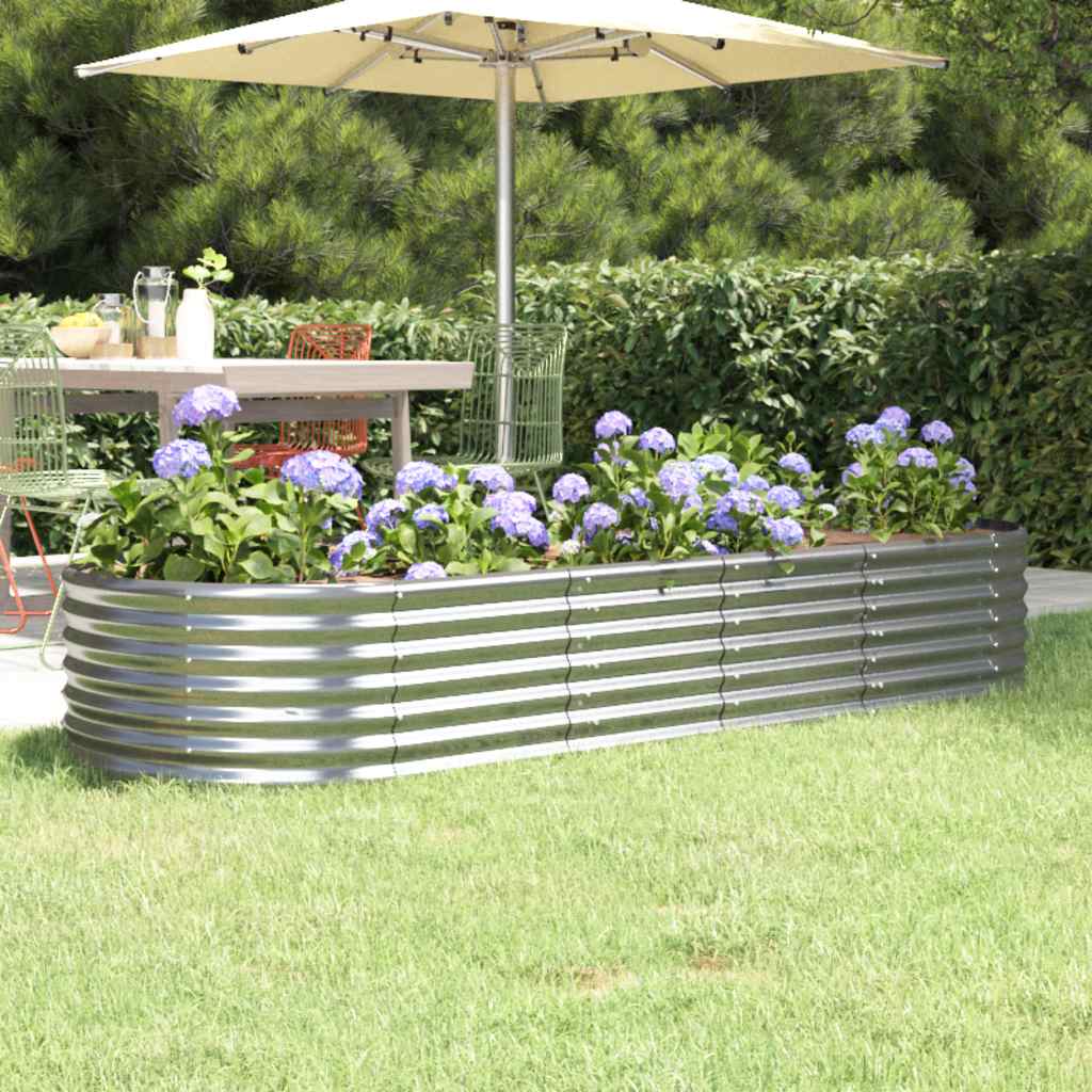 Hochbeet Verzinkter Stahl 224x80x36 cm Silbern