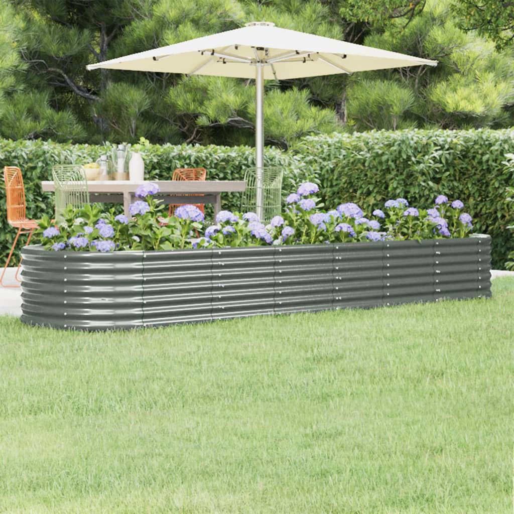 Hochbeet Verzinkter Stahl 296x80x36 cm Grau
