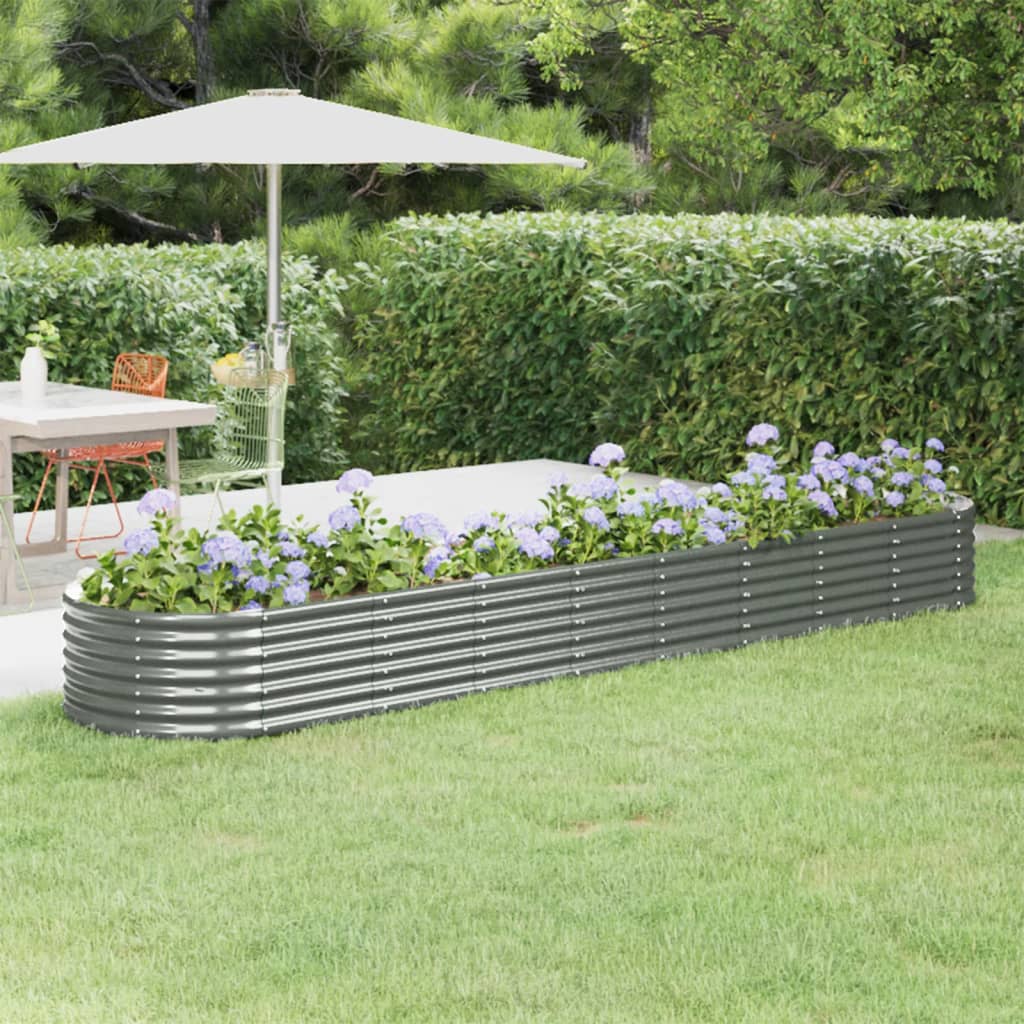 Hochbeet Verzinkter Stahl 368x80x36 cm Grau