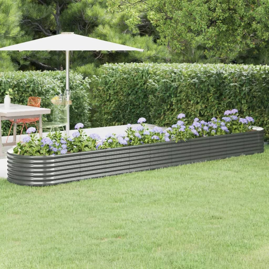 Hochbeet Verzinkter Stahl 440x80x36 cm Grau