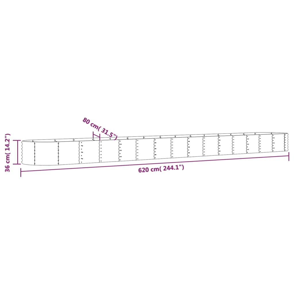 Hochbeet Verzinkter Stahl 620x80x36 cm Braun