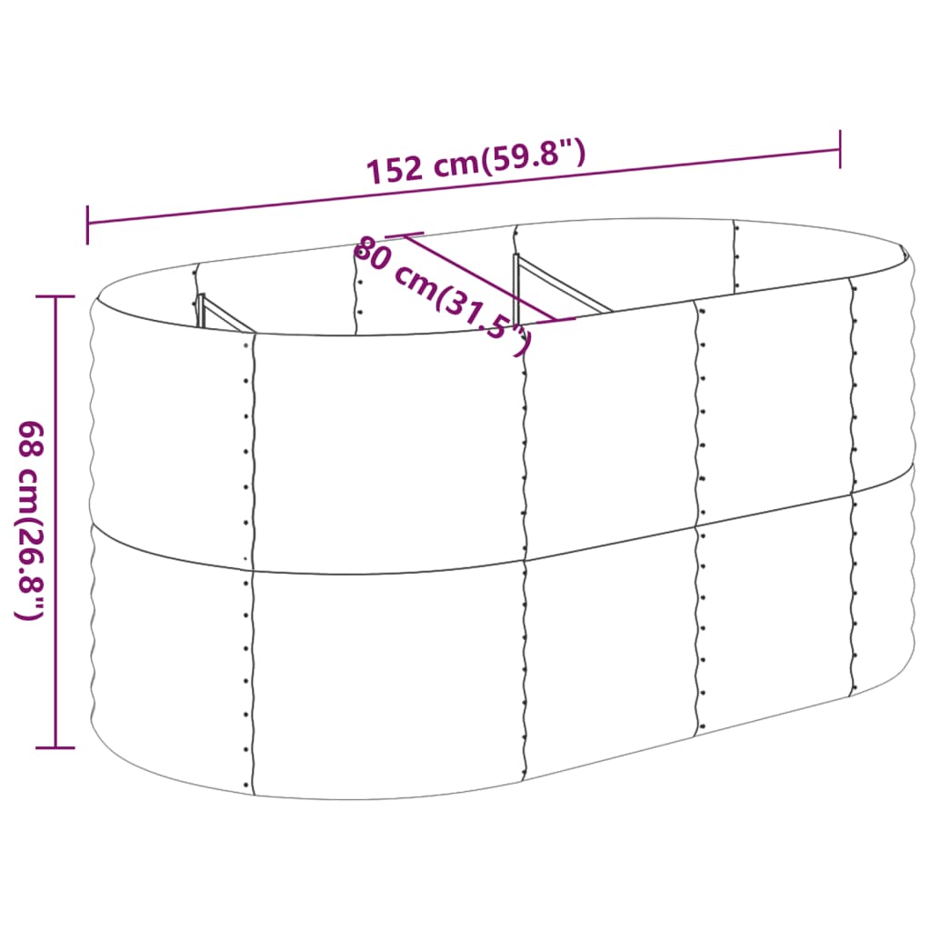Hochbeet Verzinkter Stahl 152x80x68 cm Braun