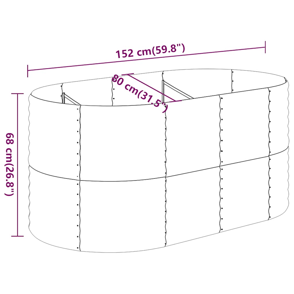 Hochbeet Verzinkter Stahl 152x80x68 cm Anthrazit
