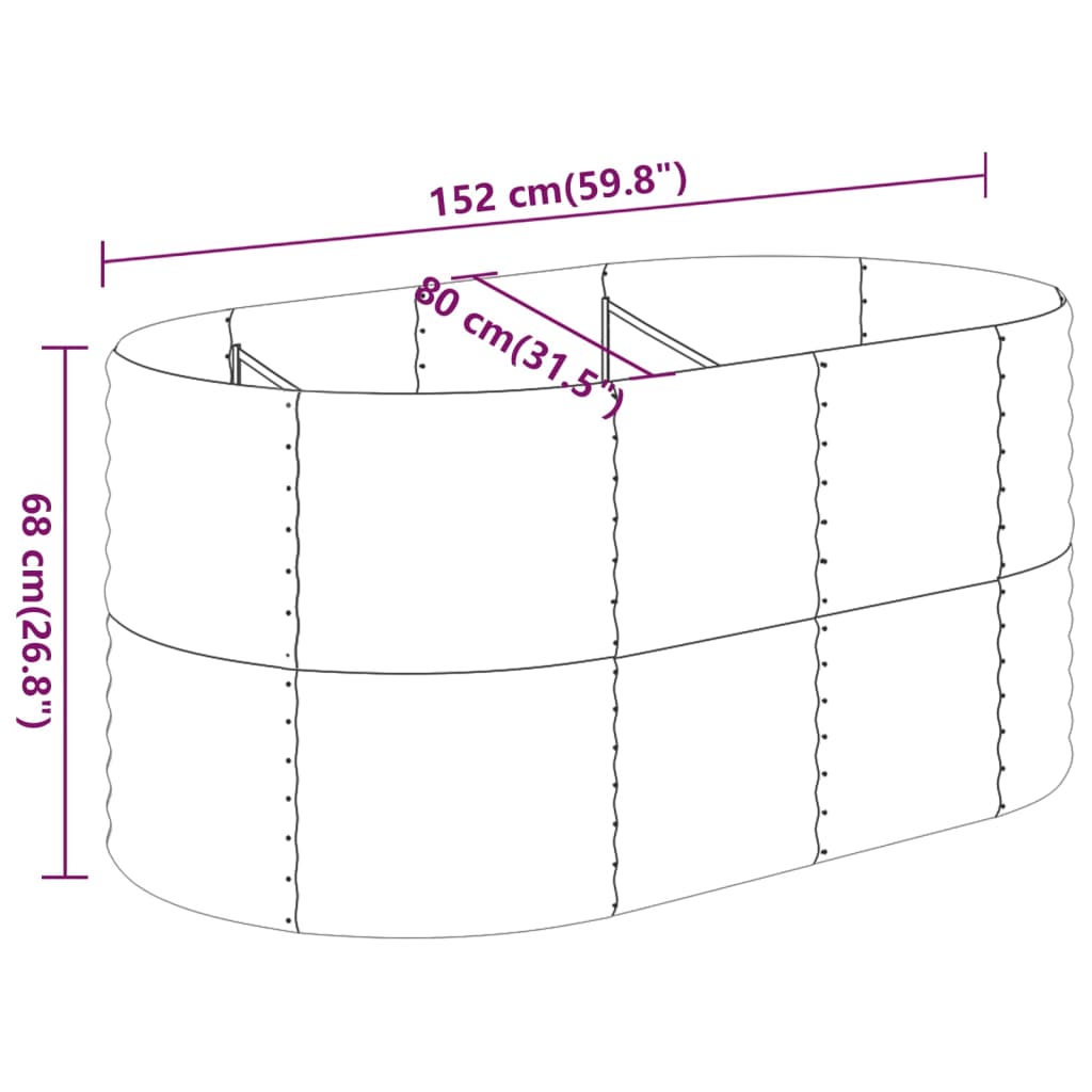 Hochbeet Verzinkter Stahl 152x80x68 cm Silbern