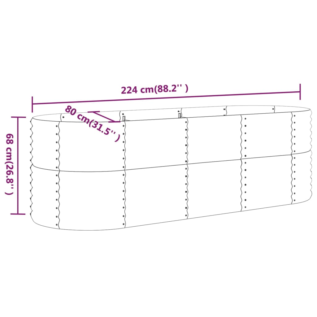 Hochbeet Verzinkter Stahl 224x80x68 cm Grau