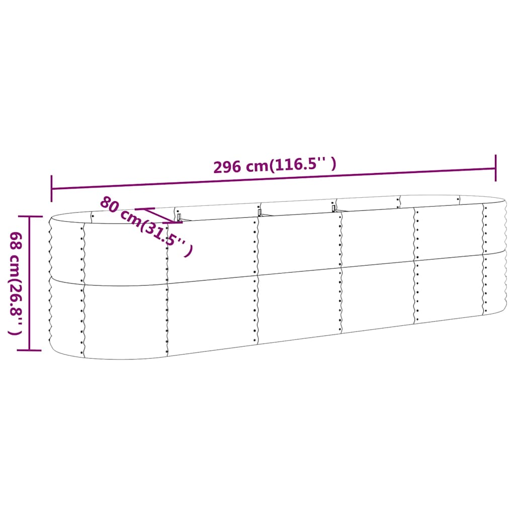Hochbeet Verzinkter Stahl 296x80x68 cm Anthrazit