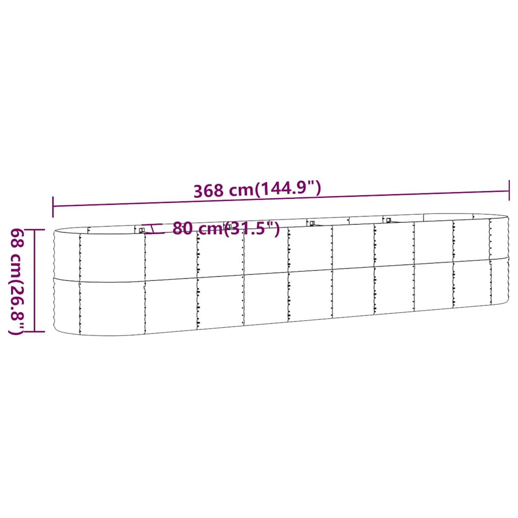 Hochbeet Verzinkter Stahl 368x80x68 cm Anthrazit
