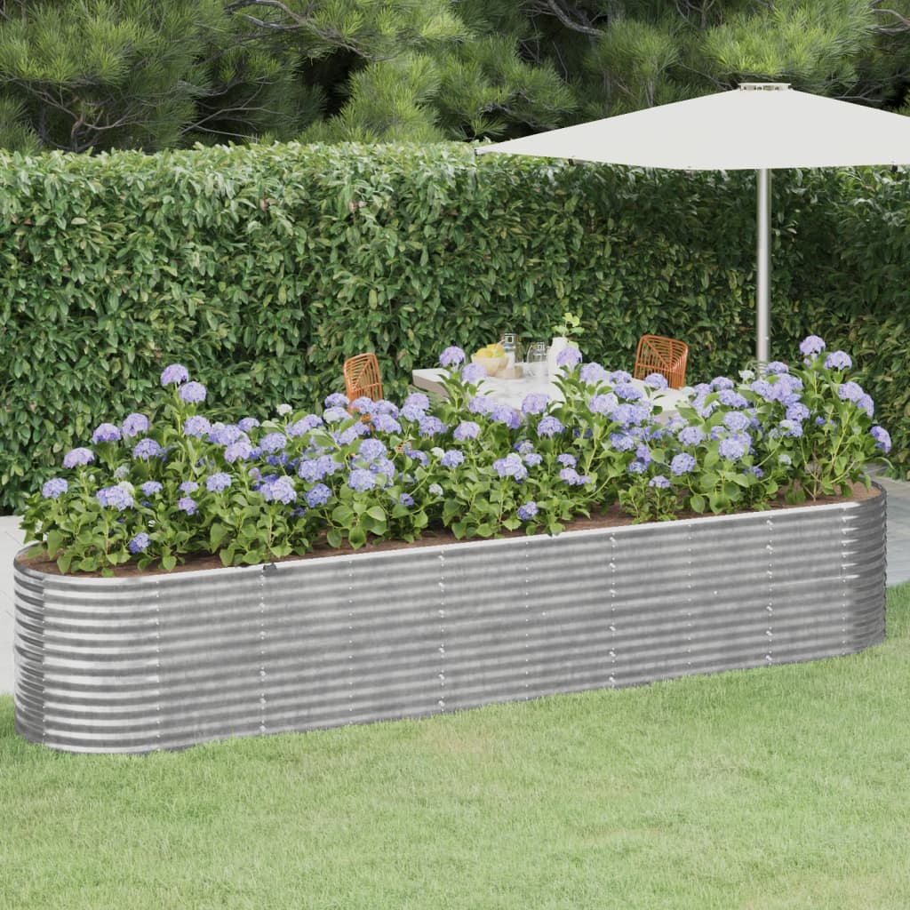 Hochbeet Verzinkter Stahl 368x80x68 cm Silbern