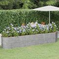 Hochbeet Verzinkter Stahl 368x80x68 cm Silbern