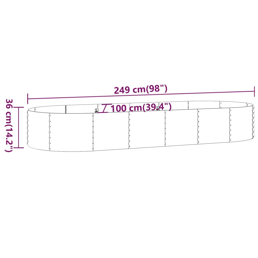 Hochbeet Verzinkter Stahl 249x100x36 cm Braun