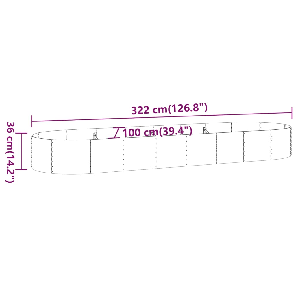 Hochbeet Verzinkter Stahl 322x100x36 cm Grau