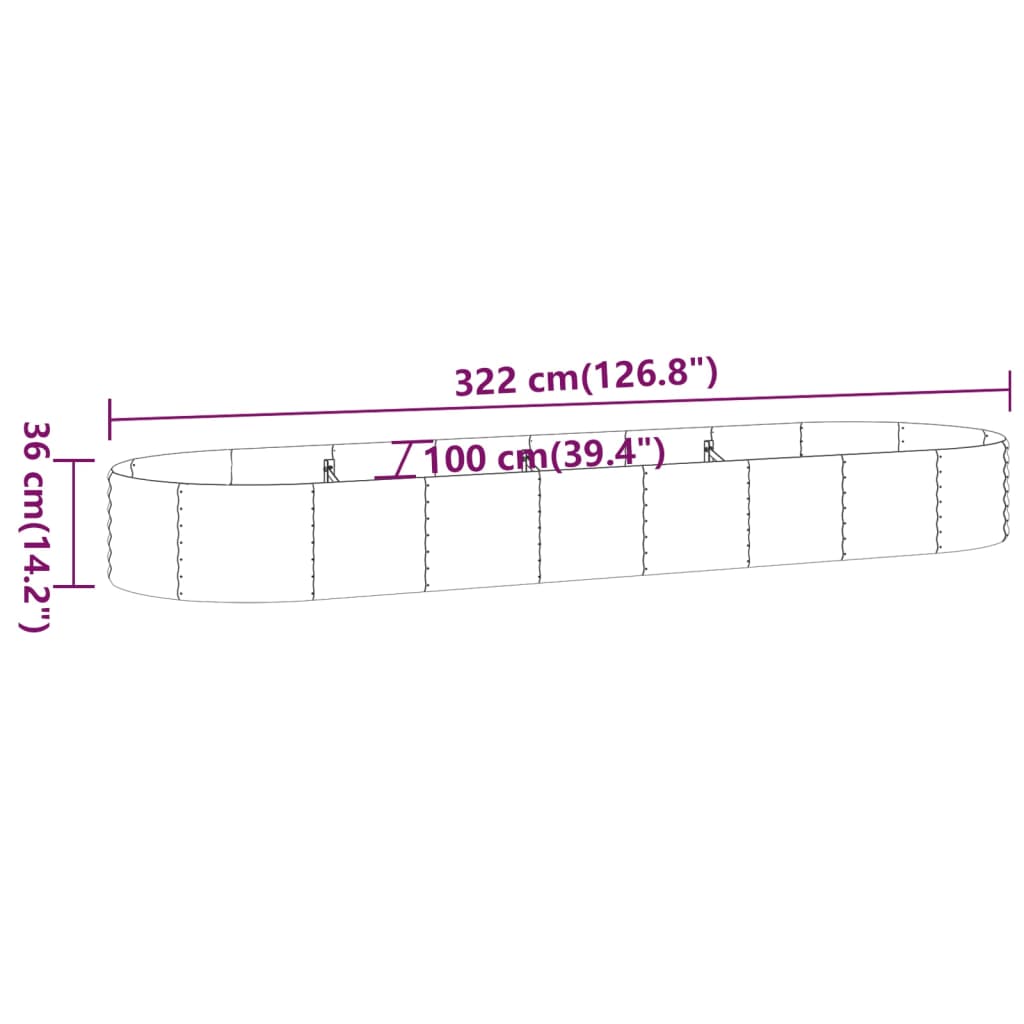 Hochbeet Verzinkter Stahl 322x100x36 cm Braun
