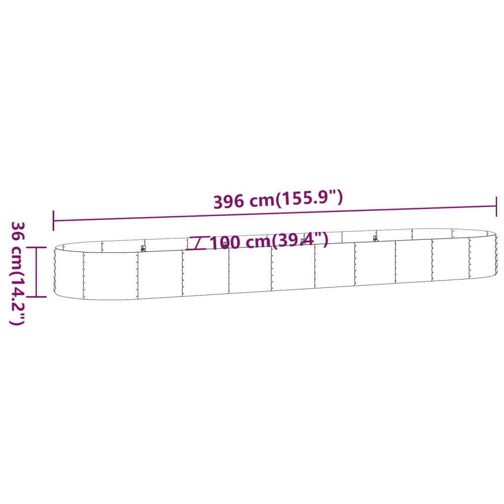 Hochbeet Verzinkter Stahl 396x100x36 cm Grau