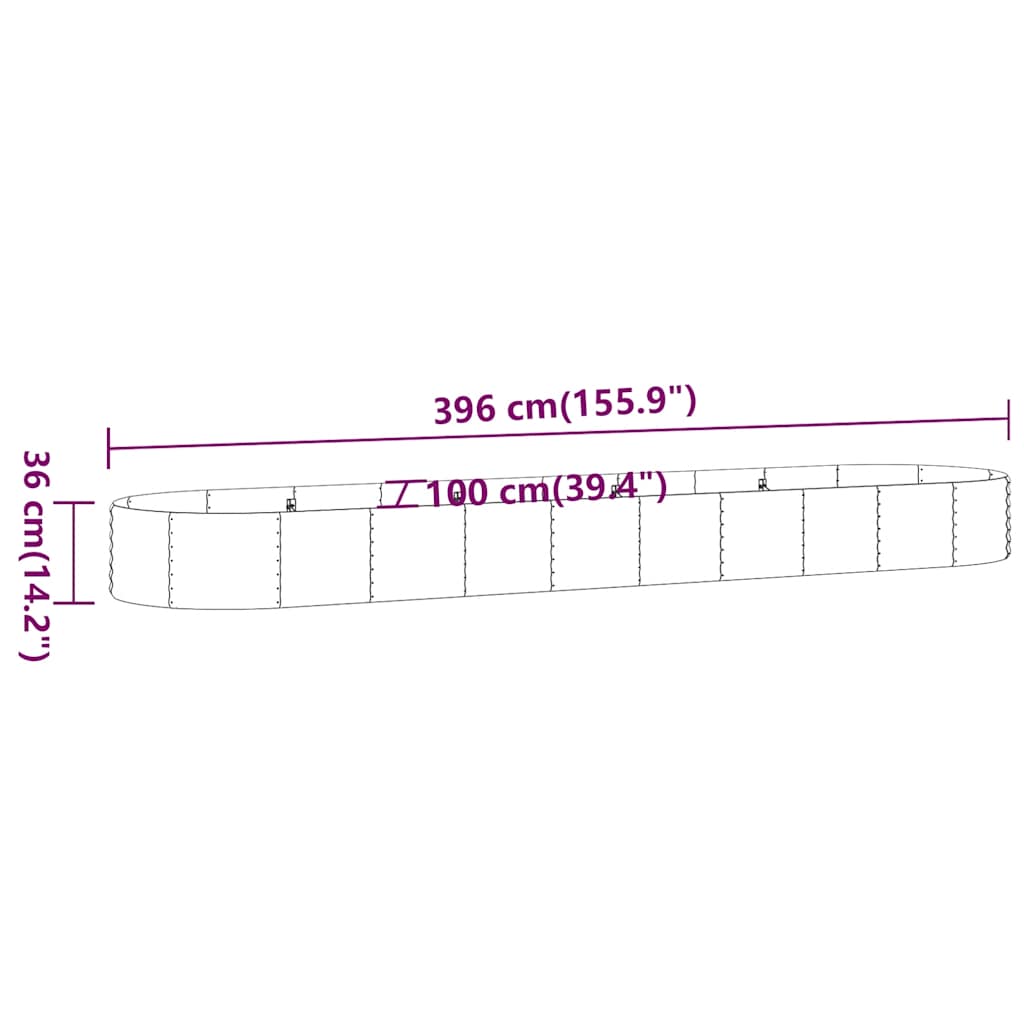 Hochbeet Verzinkter Stahl 396x100x36 cm Anthrazit