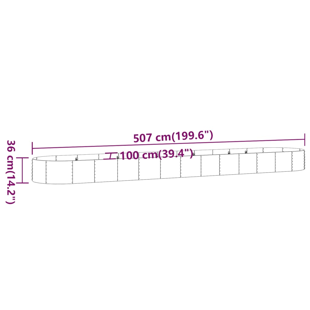Hochbeet Verzinkter Stahl 507x100x36 cm Grau