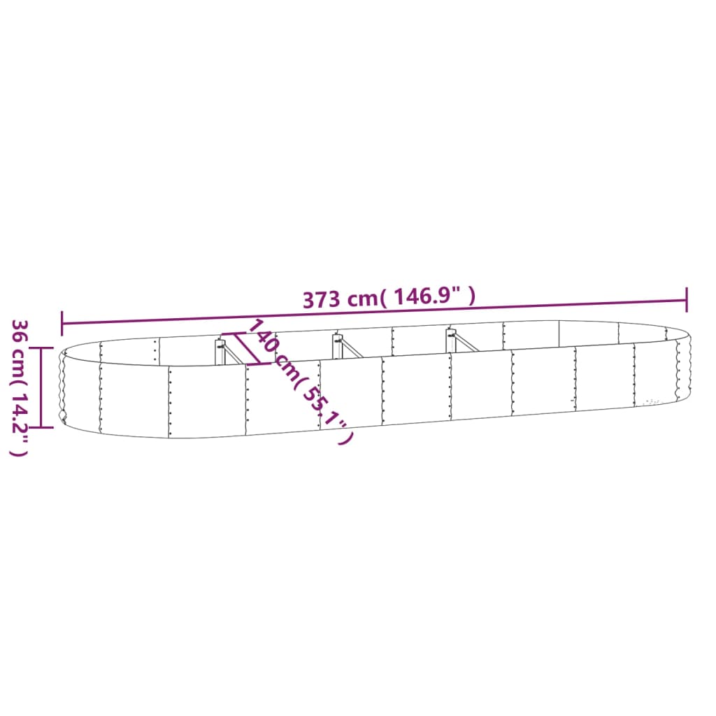 Hochbeet Verzinkter Stahl 373x140x36 cm Anthrazit