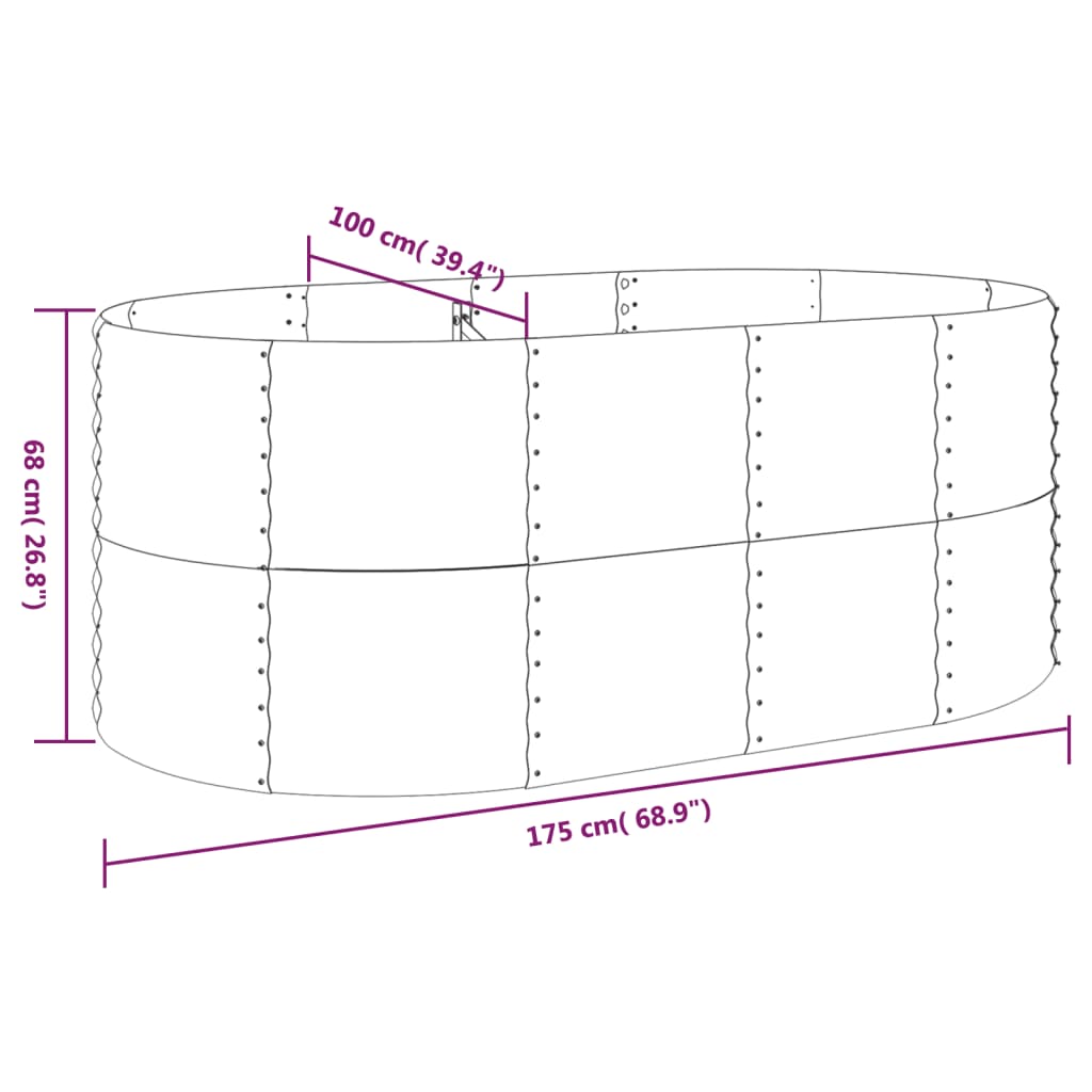 Hochbeet Verzinkter Stahl 175x100x68 cm Silbern