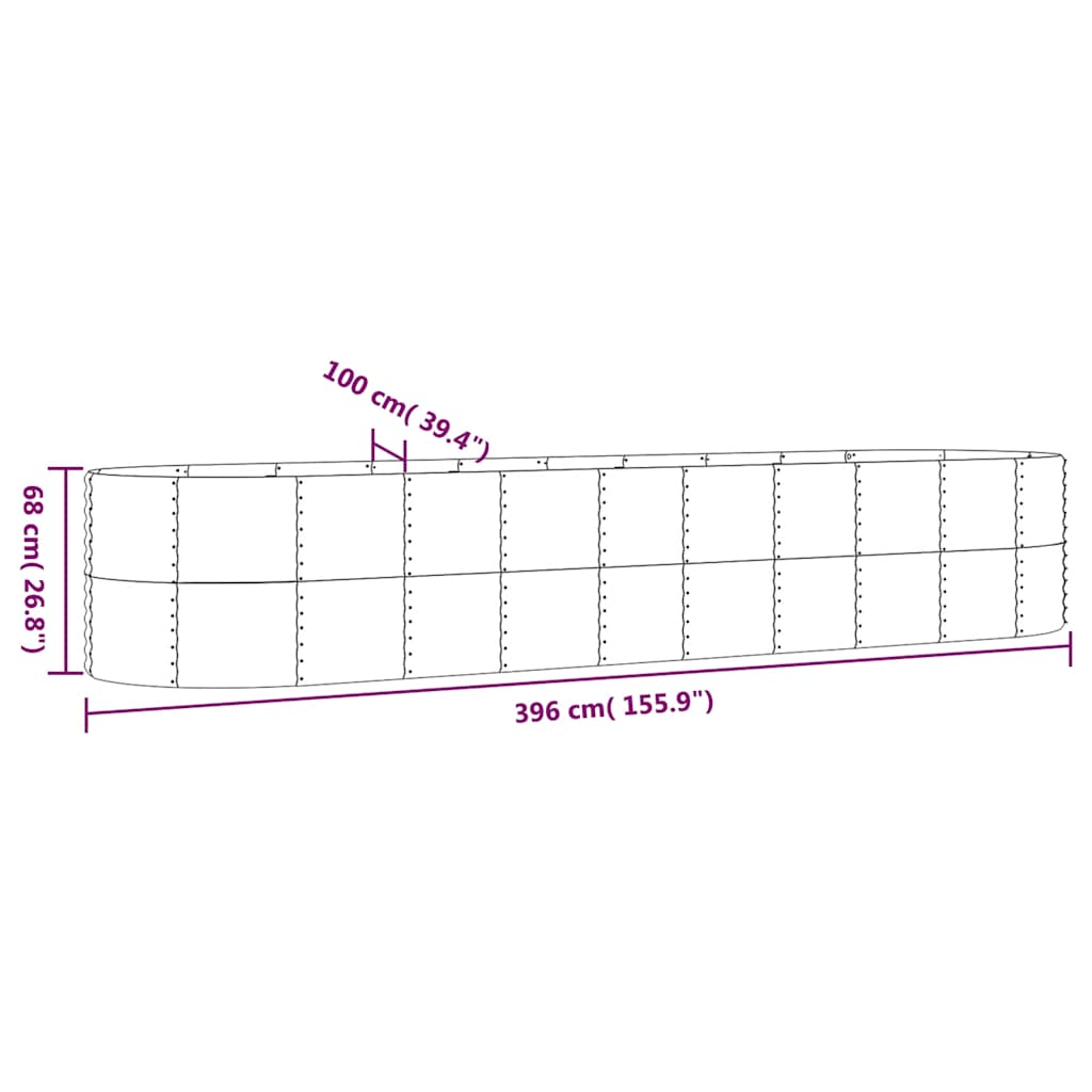 Hochbeet Verzinkter Stahl 396x100x68 cm Anthrazit