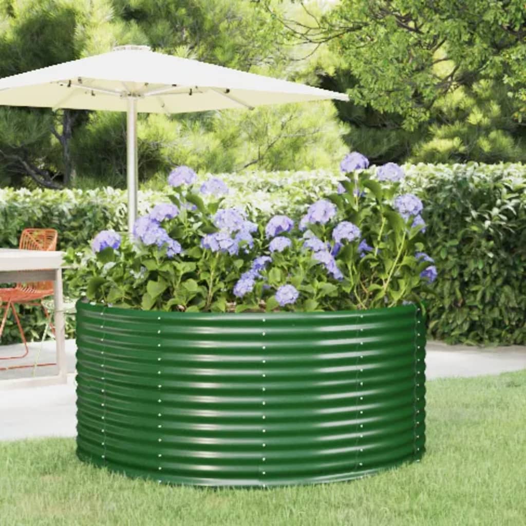 Garten-Hochbeet Grün 140 x 140 x 68 cm Verzinkter Stahl