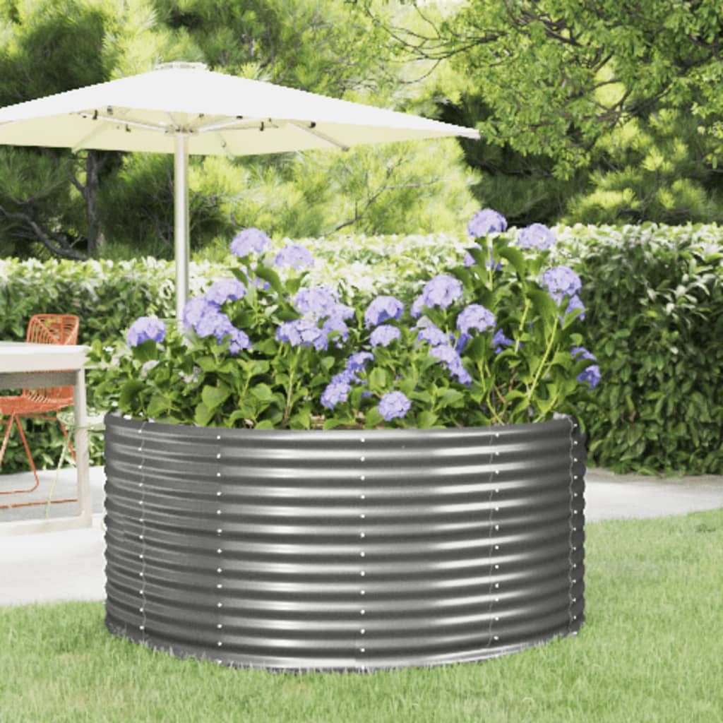 Hochbeet Grau 140x140x68 cm Verzinkter Stahl