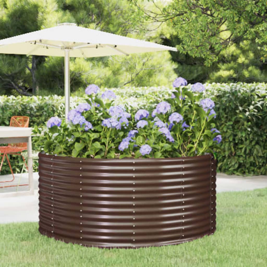 Garten-Hochbeet Braun 140 x 140 x 68 cm Verzinkter Stahl