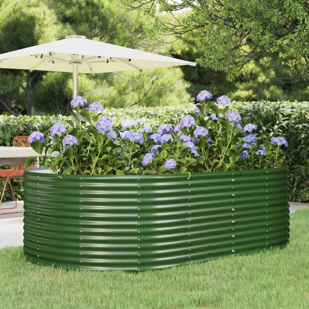Garten-Hochbeet Grün 212 x 140 x 68 cm Verzinkter Stahl